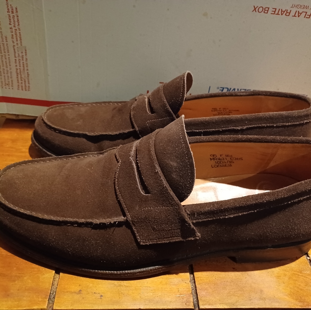 church's brown suede custom grade loafers 9.5